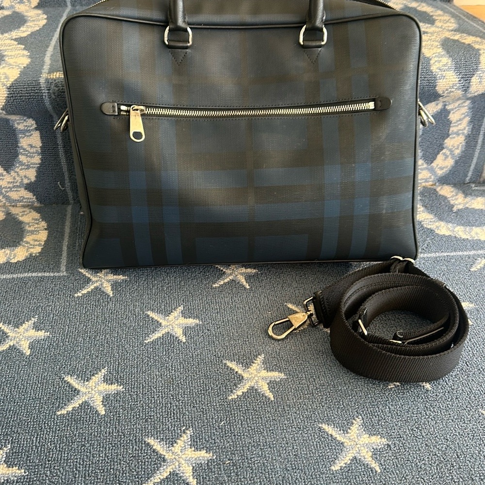 Burberry Black and Blue Briefcase with Classic Design